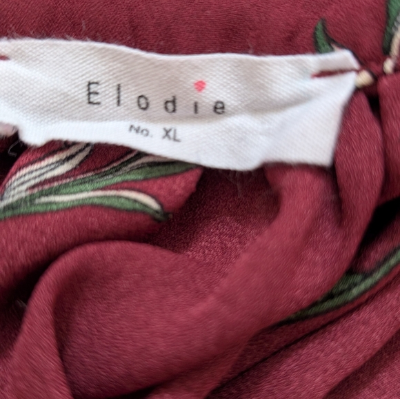 Elodie long sleeve sheer floral print burgundy blouse. Size XL - Picture 2 of 9